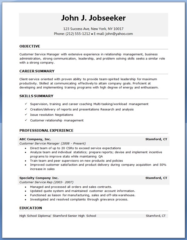 Free Printable Professional Resume Templates